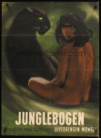 2t291 JUNGLE BOOK Danish '46 best art of Mowgli & Bagheera the panther by Aage Sikker-Hansen!