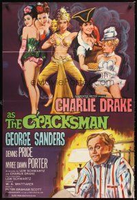 2t194 CRACKSMAN English 1sh '64 Charlie Drake, George Sanders, artwork of sexy English babes!