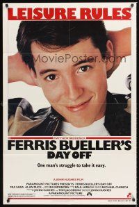 2t054 FERRIS BUELLER'S DAY OFF 1sh '86 c/u of Matthew Broderick in John Hughes teen classic!