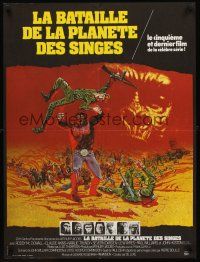 2t462 BATTLE FOR THE PLANET OF THE APES French 23x32 '73 sci-fi art of war between apes & humans!