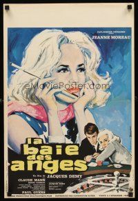 2t501 BAY OF THE ANGELS French 15x21 '63 Jacques Demy directed, Gonzalez art of Jeanne Moreau!