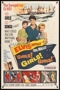 2t059 GIRLS GIRLS GIRLS 1sh '62 swingin' Elvis Presley, Stella Stevens & boat full of sexy girls!