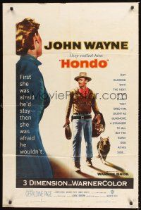 2t026 HONDO 1sh '53 3-D John Wayne, Geraldine Page, Ward Bond, John Farrow directed!