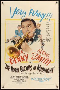 2t062 HORN BLOWS AT MIDNIGHT 1sh '45 Jack Benny is an angel playing a trumpet to end the world!