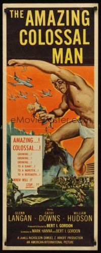 2t217 AMAZING COLOSSAL MAN insert '57 AIP, Bert I. Gordon, art of giant monster by Albert Kallis!