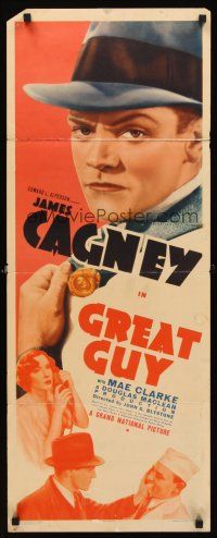 2t221 GREAT GUY insert '36 pretty Mae Clarke, cool artwork image of James Cagney!