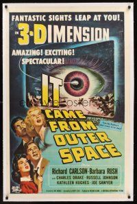 2t001 IT CAME FROM OUTER SPACE linen 1sh '53 Jack Arnold classic 3-D sci-fi, cool artwork!