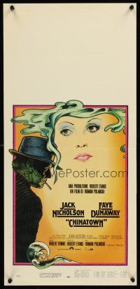 2t415 CHINATOWN Italian locandina R80s art of Jack Nicholson & Faye Dunaway by Pearsall, Polanski