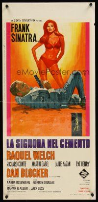 2t423 LADY IN CEMENT Italian locandina '68 Enzo Nistri art of Frank Sinatra & sexy Raquel Welch!