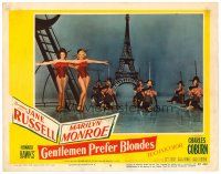 2t127 GENTLEMEN PREFER BLONDES LC #8 '53 sexy Marilyn Monroe & Jane Russell dancing on Paris set!