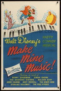 2t070 MAKE MINE MUSIC style A 1sh '46 Walt Disney full-length feature cartoon, wonderful musical art