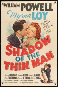 2t081 SHADOW OF THE THIN MAN style C 1sh '41 William Powell, Myrna Loy, Dickie Hall & Asta the Dog!