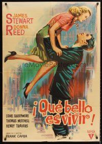 2t334 IT'S A WONDERFUL LIFE Spanish R63 wonderful art of James Stewart & Reed in Capra's classic!