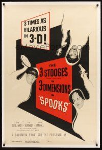 2t003 SPOOKS linen 1sh '53 The Three Stooges are three times as hilarious in 3-D!