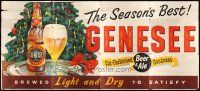 2w067 GENESSE BEER & ALE billboard poster '50s brewed light and dry to satisfy, the season's best!