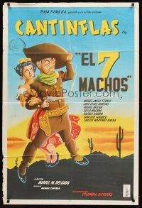 2w338 EL 7 MACHOS Argentinean '50 art of wacky cowboy Cantinflas with sexy senorita!