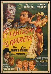 2w352 PHANTOM OF THE OPERETTA Argentinean '55 Raf art of Alfredo Barbieri & dancer Amelia Vargas!