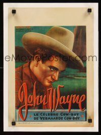 2w058 JOHN WAYNE Belgian '40s wonderful close artwork image of the legendary cowboy star!