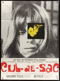 2w123 CUL-DE-SAC style A French 1p '66 Roman Polanski, super close up of Francoise Dorleac + gun!