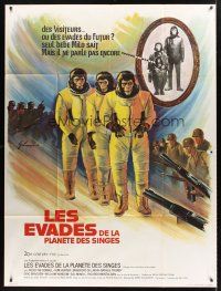 2w129 ESCAPE FROM THE PLANET OF THE APES French 1p '71 different sci-fi art by Boris Grinsson!