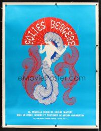 2w251 FOLIES-BERGERE linen stage show French 1p 1980s art of sexy showgirl by Erte!