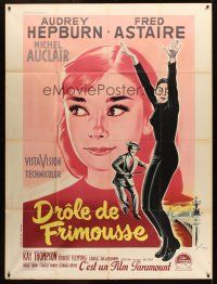 2w131 FUNNY FACE French 1p '57 art of Audrey Hepburn close up & full-length + Astaire by Grinsson!