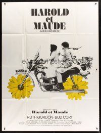 2w137 HAROLD & MAUDE French 1p R80s different image of Ruth Gordon & Bud Cort on motorcycle!