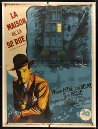 2w240 HOUSE ON 92nd STREET linen French 1p '46 William Eythe, Lloyd Nolan, Signe Hasso, film noir!