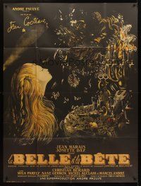 2w146 LA BELLE ET LA BETE French 1p R50s Malcles art of Jean Marais as the Beast & Josette Day!