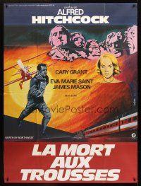 2w154 NORTH BY NORTHWEST French 1p R82 Cary Grant, Saint, Hitchcock, different Guillotin art!