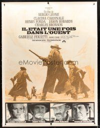 2w243 ONCE UPON A TIME IN THE WEST linen French 1p R70s Leone, Cardinale, Fonda, Bronson & Robards!