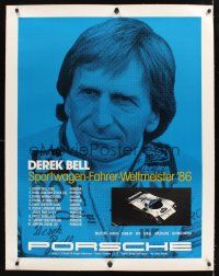 2w227 PORSCHE linen German 30x40 '86 race car driver Derek Bell, Le Mans World Champion!