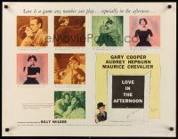 2w015 LOVE IN THE AFTERNOON 1/2sh '57 Gary Cooper, Audrey Hepburn, Maurice Chevalier, different!