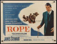 2w024 ROPE 1/2sh '48 great image of James Stewart holding the rope, Alfred Hitchcock classic!