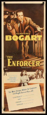 2w038 ENFORCER insert '51 art of Humphrey Bogart with gun + the most vicious words in crimedom!
