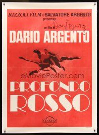 2w254 DEEP RED linen teaser signed Italian 1p '77 by legendary giallo director Dario Argento!