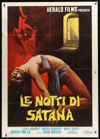 2w083 EXORCISM Italian 1p '76 Paul Naschy, wild horror art of sexy near-naked girl & Satan!