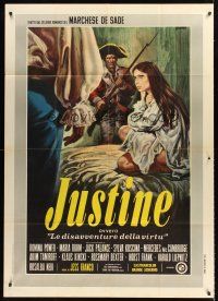 2w085 JUSTINE Italian 1p '69 directed by Jess Franco, different art by Renato Casaro!