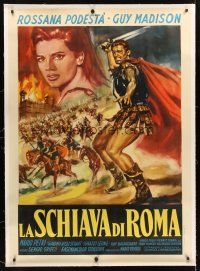 2w262 SLAVE OF ROME linen Italian 1p '61 Guy Madison, Podesta, cool sword & sandal gladiator art!