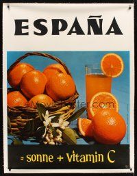 2w230 ESPANA linen Swiss 36x48 advertising poster '80s Spanish oranges & juice!