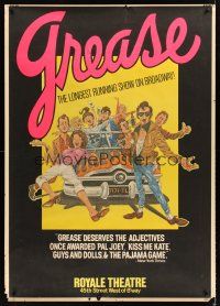 2w212 GREASE 41x58 stage play poster '70s the longest running show on Broadway, cast portrait art!
