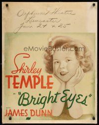 2w034 BRIGHT EYES linen jumbo WC '34 wonderful close up art of cute smiling Shirley Temple!