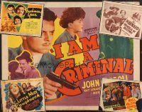2x051 LOT OF 5 UNFOLDED AND FORMERLY FOLDED HALF-SHEETS '38 - '40 I Am a Criminal & more!