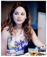2x266 ERIKA CHRISTENSEN signed color 8x10 REPRO still '02 close up wearing floral blouse at table!