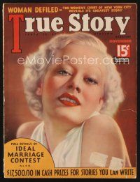 2x125 TRUE STORY magazine November 1935 art of Harlow-like platinum blonde by Bradley!