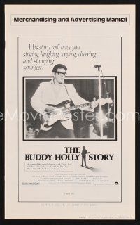 2x178 BUDDY HOLLY STORY pressbook '78 great image of Gary Busey performing on stage with guitar!