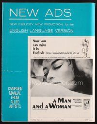 2x201 MAN & A WOMAN English Language Version pressbook '66 Claude Lelouch's Un homme et une femme!