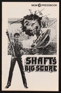 2x218 SHAFT'S BIG SCORE pressbook '72 great art of mean Richard Roundtree with big gun by John Solie