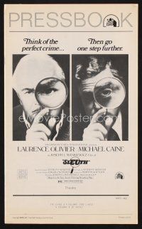 2x220 SLEUTH pressbook '72 Laurence Olivier & Michael Caine, cool magnifying glass image!