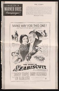 2x224 STORY OF SEABISCUIT pressbook '49 Shirley Temple, Barry Fitzgerald, cool horse racing images!